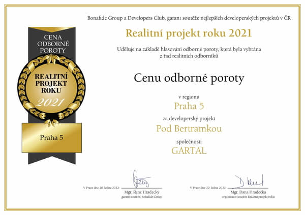 Проект Pod Bertramkou получил награду профессионального жюри 