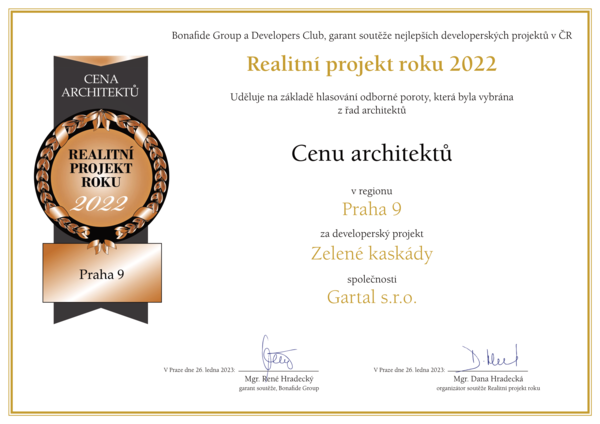 Проект Zelené kaskády выиграл Премию архитекторов